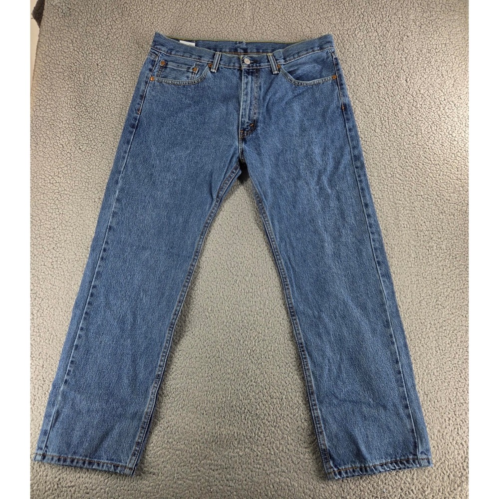 Levis 505 Jeans Men 36x30 Blue Denim Regular Fit Straight Leg Western Work Pants